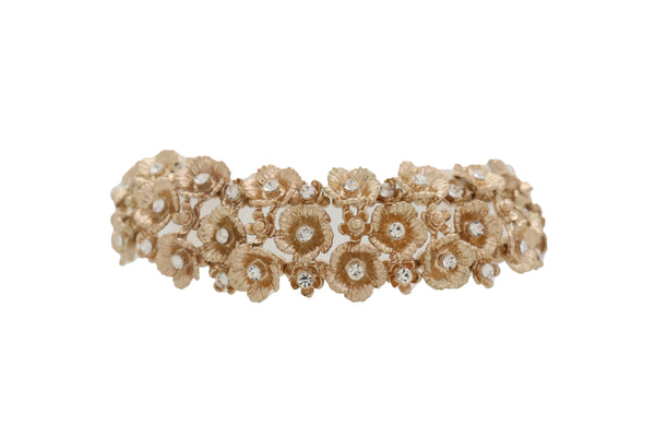 Brand New Women Gold Metal Chain Boot Bracelet Western Bling Flower Anklet Charm Bridal