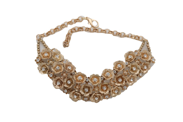 Brand New Women Gold Metal Chain Boot Bracelet Western Bling Flower Anklet Charm Bridal