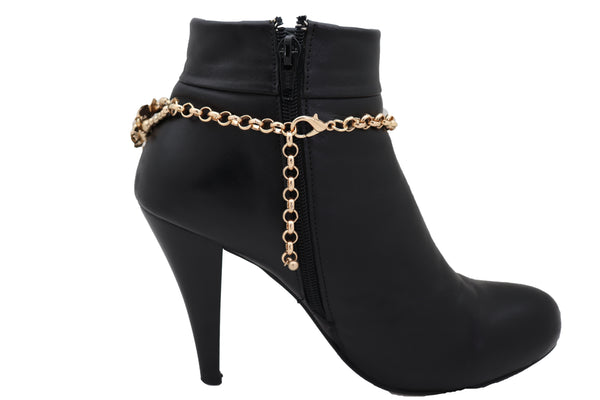 Brand New Women Gold Metal Chain Boot Bracelet Western Bling Flower Anklet Charm Bridal