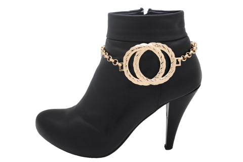 Brand New Women Gold Metal Boot Chain Bracelet Shoe Band Circle Round Charm Jewelry Anklet