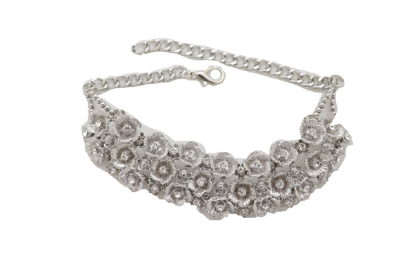 Women Silver Metal Chain Boot Bracelet Anklet Shoe Flowers Charm Fashion Jewelry Elegant Evening Wear