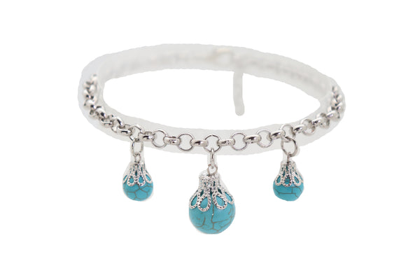 Brand New Women Silver Metal Boot Chain Bracelet Western Shoe Rose Flower Charm Jewelry