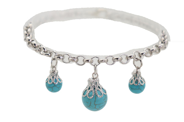 Brand New Women Silver Metal Boot Chain Bracelet Western Shoe Rose Flower Charm Jewelry