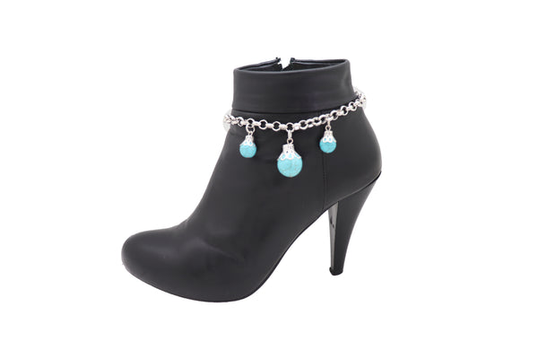 Brand New Women Silver Metal Boot Chain Bracelet Western Shoe Rose Flower Charm Jewelry