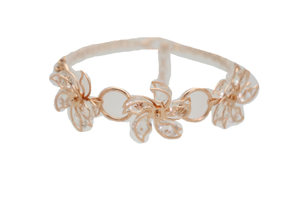 Women Gold Metal Chain Boot Bracelet High Heel Shoe Charm Bling Flower Anklet Elegant Dressy Look