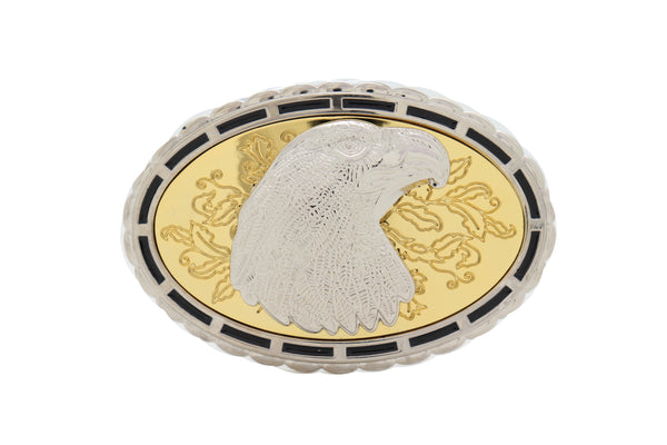 Brand New Men Women Silver Metal Oval Belt Buckle Western Fashion American Bird Eagle Head