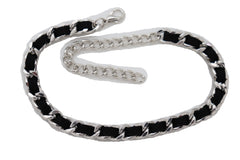 Weaved Black Fabric & Silver Metal Boot Chain