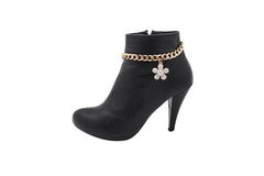 Gold Metal Chain Boot Bracelet Shoe Charm Flower Anklet