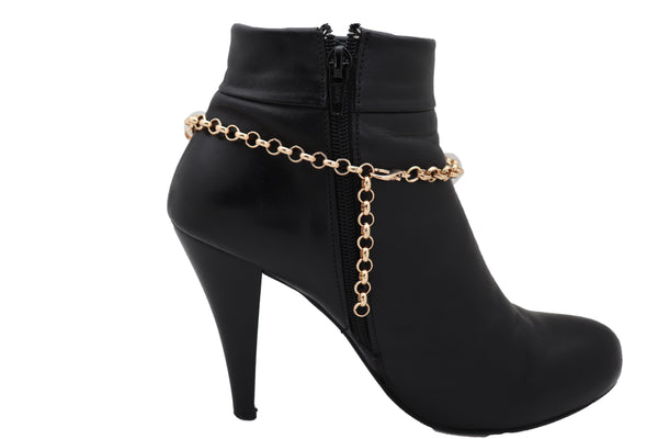 Silver Rhinestones Metal Thin Chains Strands Charm Big Cross Boot Shoe Black Strap Bracelet New Men Women Western Fashion