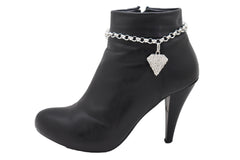Silver Color Metal Chain Boot Bracelet Shoe Anklet Diamond Shape Charm