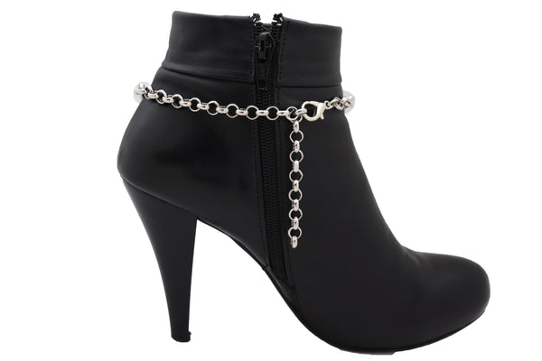 Women Silver Metal Chain Boot Bracelet Anklet Shoe Turquoise Blue Ethnic Charm Bohemian Style
