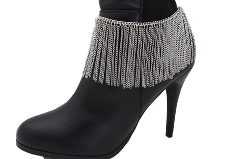 Brand New Women Silver Metal Chain Boot Bracelet Shoe Long Tassel Fringes Charm Anklet