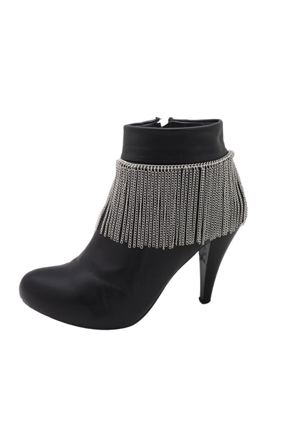 Brand New Women Silver Metal Chain Boot Bracelet Shoe Long Tassel Fringes Charm Anklet