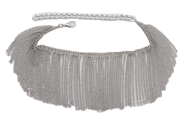 Women Silver Metal Chain Boot Bracelet Shoe Long Tassel Fringes Charm Anklet One Size Adjustable