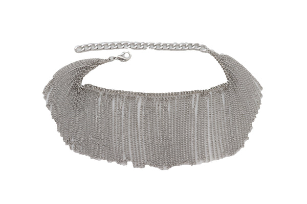 Women Silver Metal Chain Boot Bracelet Shoe Long Tassel Fringes Charm Anklet One Size Adjustable