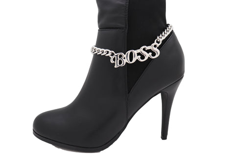 Brand New Women Silver Metal Chain Western Boot Bracelet Shoe Anklet BOSS Charm Decorative