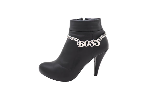 Brand New Women Silver Metal Chain Western Boot Bracelet Shoe Anklet BOSS Charm Decorative