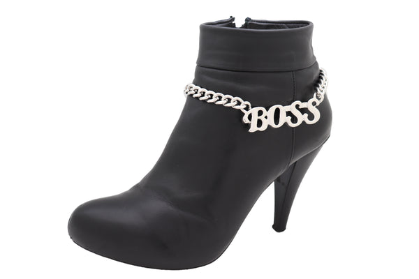 Brand New Women Silver Metal Chain Western Boot Bracelet Shoe Anklet BOSS Charm Decorative