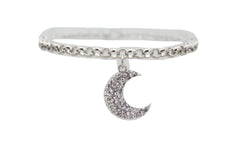 Silver Metal Chain Boot Bracelet Shoe Charm Jewelry Bling Shiny Half Moon