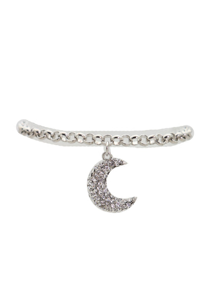 Brand New Women Silver Metal Chain Boot Bracelet Shoe Charm Jewelry Bling Shiny Half Moon
