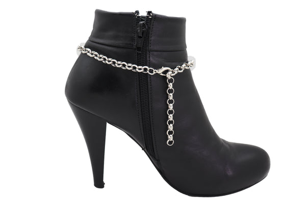 Brand New Women Silver Metal Chain Boot Bracelet Shoe Charm Jewelry Bling Shiny Half Moon
