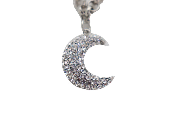 Brand New Women Silver Metal Chain Boot Bracelet Shoe Charm Jewelry Bling Shiny Half Moon