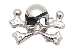Silver Pirate Skull & Crossbones Metal Belt Buckle