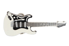 Black & White Electric Guitar Enamel Metal Belt Buckle