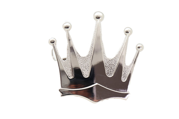 Brand New Men Women Silver Metal Belt Buckle Cowboy Western Fashion King Crown Big Size