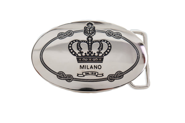Brand New Men Women Silver Metal Fashion Belt Buckle King Queen Crown Cross Oval Milano