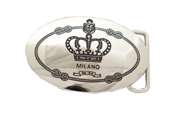 Brand New Men Women Silver Metal Fashion Belt Buckle King Queen Crown Cross Oval Milano