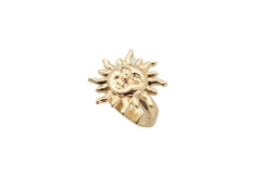 New Jewelry Ring Gold Metal Smiling Sun Rise One Size Elastic Band Elegant Bling Look