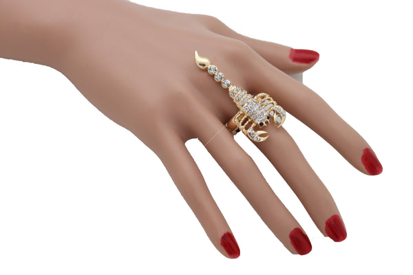 Brand New Women Ring Gold Metal Long Scorpion Finger Fashion Jewelry One Size Fits All