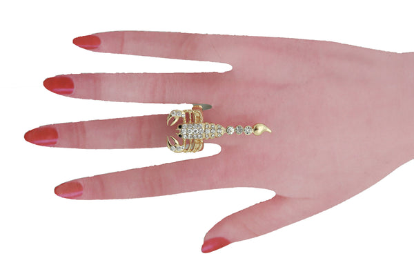 Brand New Women Ring Gold Metal Long Scorpion Finger Fashion Jewelry One Size Fits All