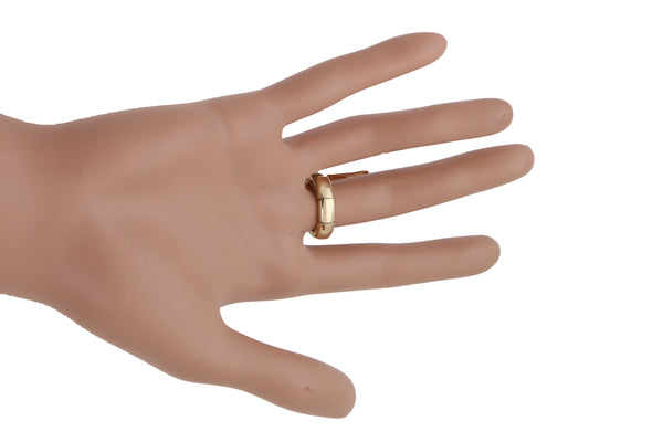 Brand New Women Ring Gold Metal VENI VIDI VICI Fashion Jewelry Elastic Band Rectangle Fun