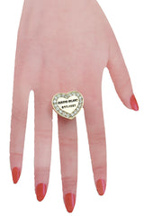 Queens Milano est. 1837 Rhinestone Outlined Gold Heart Ring