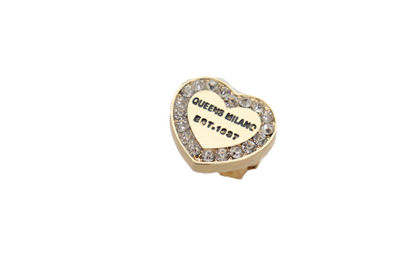 Brand New Women Gold Ring Metal Elastic Band Fashion Love Queens Heart Milano One Size