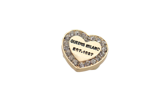 Brand New Women Gold Ring Metal Elastic Band Fashion Love Queens Heart Milano One Size