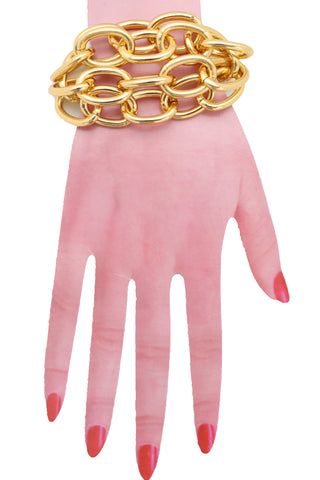 Brand New Women Gold Metal Chain Links Multi Strands Wrist Bracelet Bling Fashion Jewelry