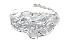 Wrist Bracelet Multi Strand Silver Metal Chunky Chain Link