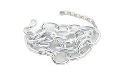 Wrist Bracelet Multi Strand Silver Metal Chunky Chain Link