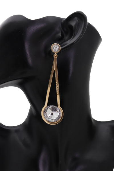 Brand New Women Elegant Fancy Earrings Set Gold Metal Hook Dangle Fashion Bling Jewelry