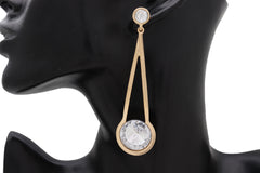 Elegant Fancy Earrings Set Gold Metal Hook Dangle Fashion Bling Jewelry
