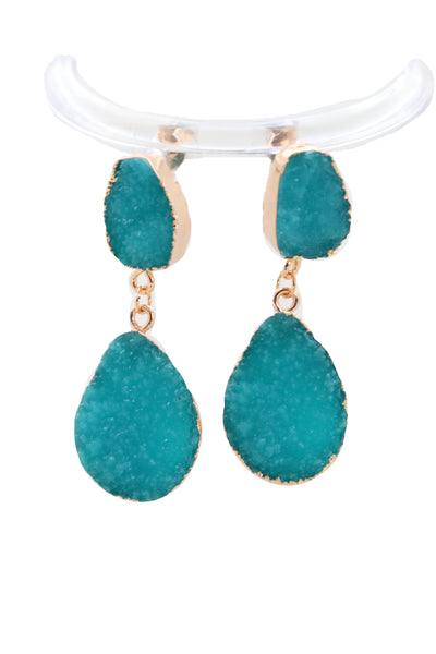 Brand New Women Earrings Set Cute Gold Metal Dangle Turquoise Blue Color Fashion Jewelry Elegant Style