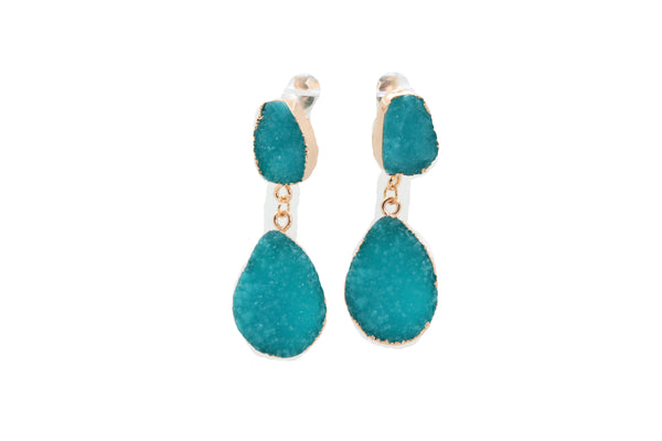 Brand New Women Earrings Set Cute Gold Metal Dangle Turquoise Blue Color Fashion Jewelry Elegant Style