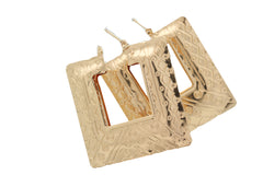Hook Earrings Gold Color Metal Big Square Shape Sexy Geometric Statement