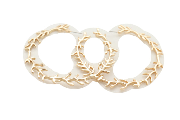 Brand New Women Big Hoop Earrings Fashion Metal Hook Branches Greek Style Fashion Jewelry Elegant Look
