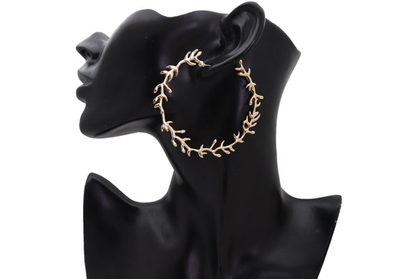 Brand New Women Big Hoop Earrings Fashion Metal Hook Branches Greek Style Fashion Jewelry Elegant Look