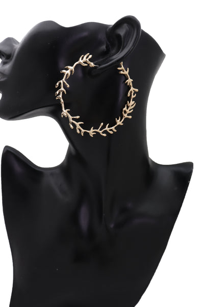 Brand New Women Big Hoop Earrings Fashion Metal Hook Branches Greek Style Fashion Jewelry Elegant Look