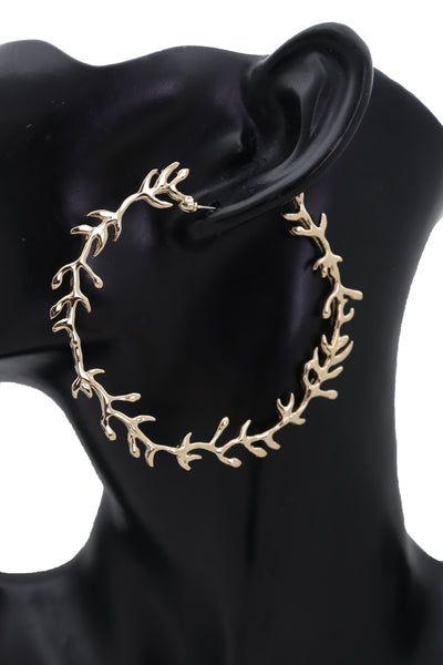 Brand New Women Big Hoop Earrings Fashion Metal Hook Branches Greek Style Fashion Jewelry Elegant Look